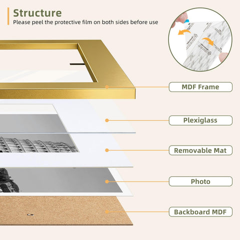 HappyHapi gold frame elevates a living room wall with refined shine.