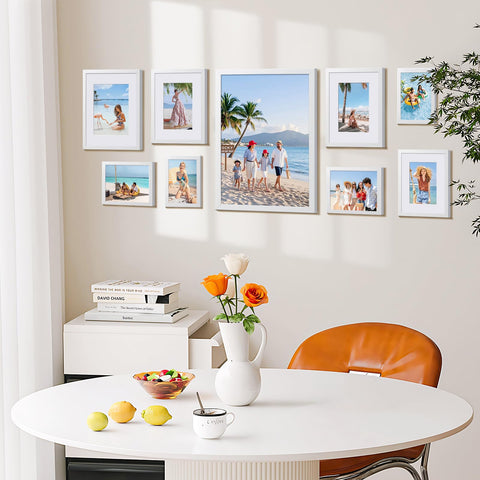 HappyHapi shatterproof plexiglass protecting photos from dust and moisture.