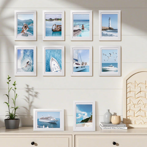 HappyHapi white matte collage frame for desk and wall, ideal for organized photo galleries.