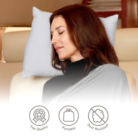 Happyluxe Odyssey pillow compact size fits backpack or carry-on bag.