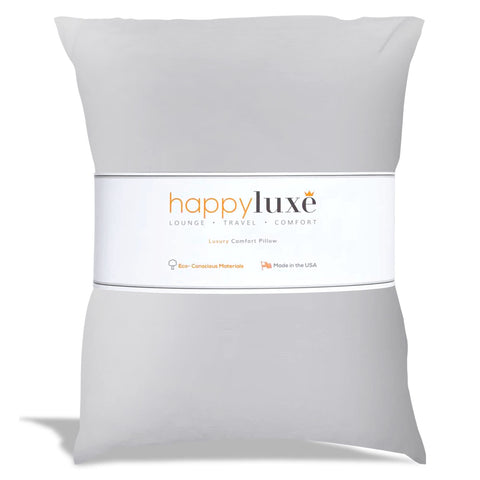 Happyluxe Odyssey travel pillow soft fabric close-up for plush flight comfort.