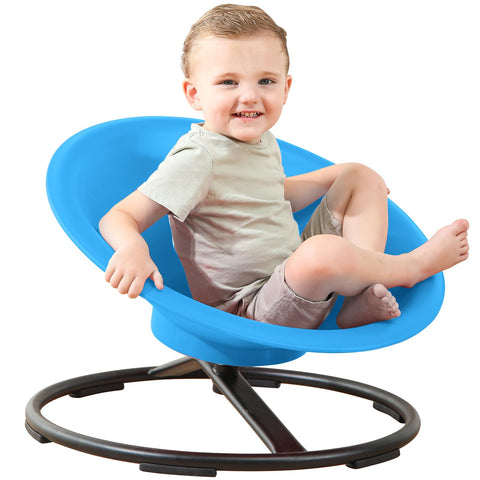 HAPPYMATY spinning chair front view in bright blue supports balance and focus during play.