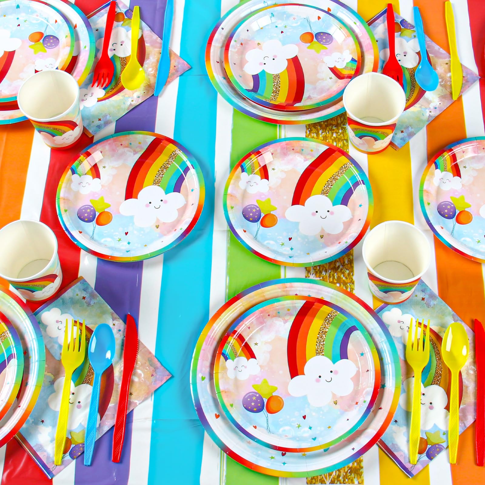 HappyThousands rainbow 7 inch plates add compact portions for kids parties