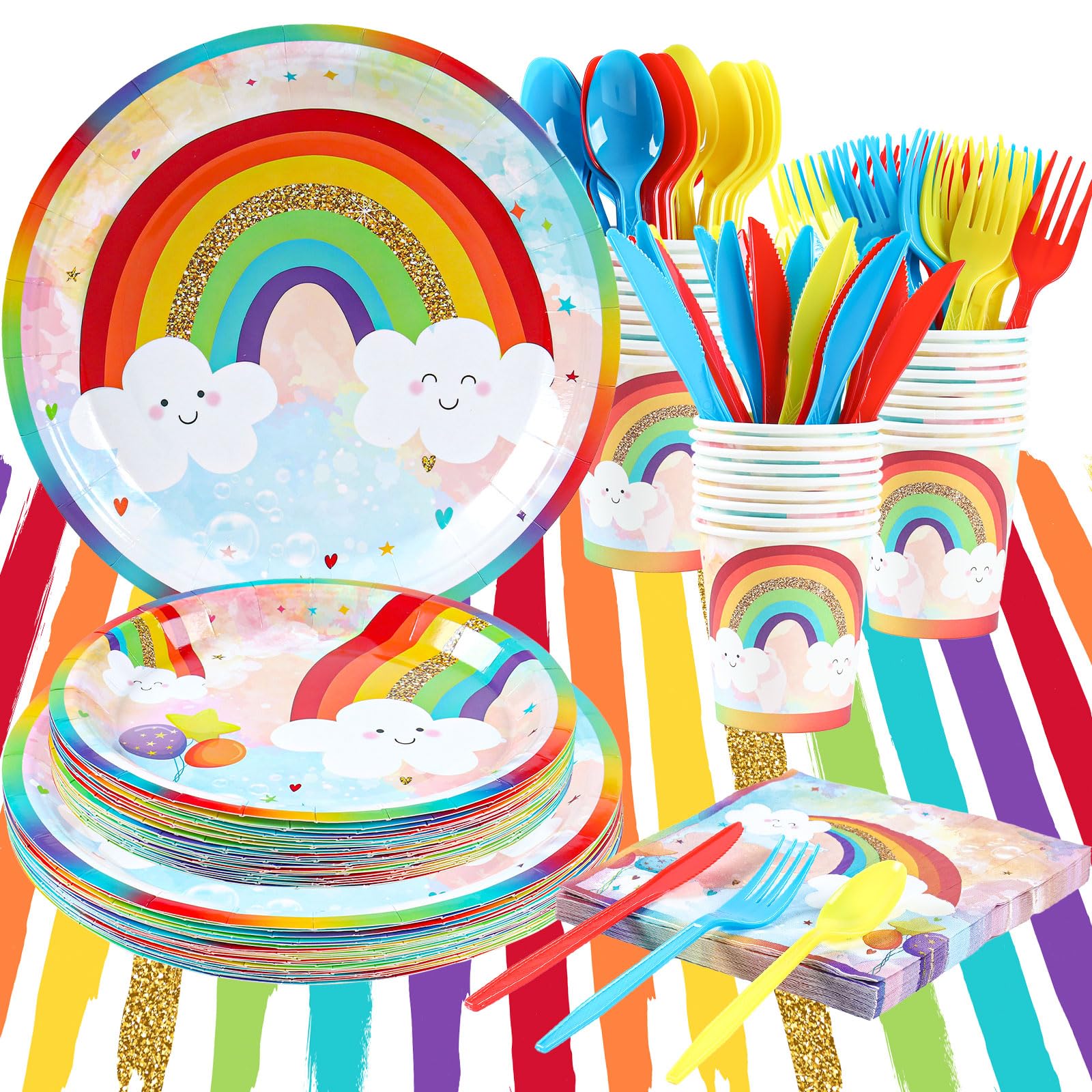 HappyThousands rainbow 9 inch plates offer sturdy meals for lively celebrations