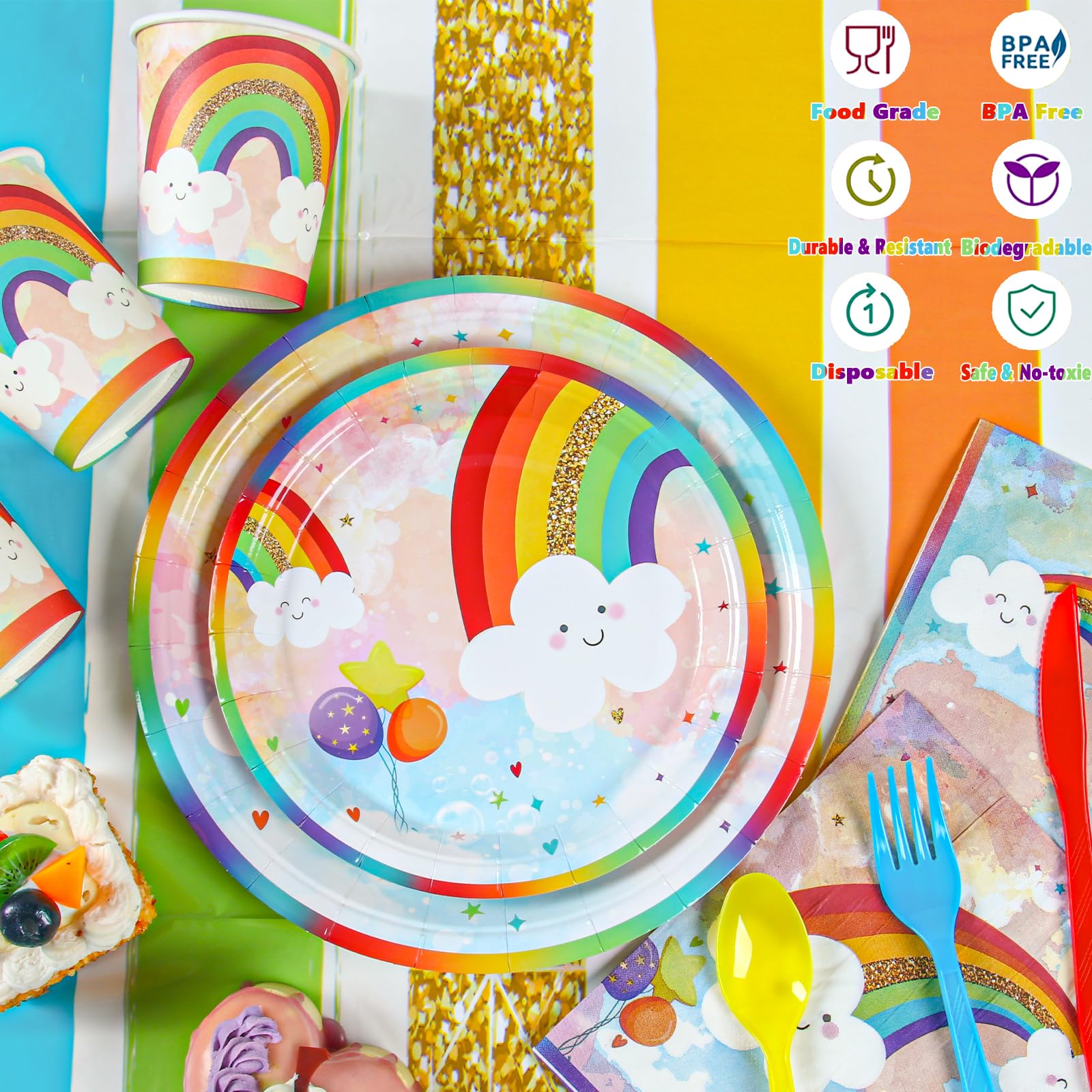 HappyThousands rainbow cups ensure spill free servings at birthdays