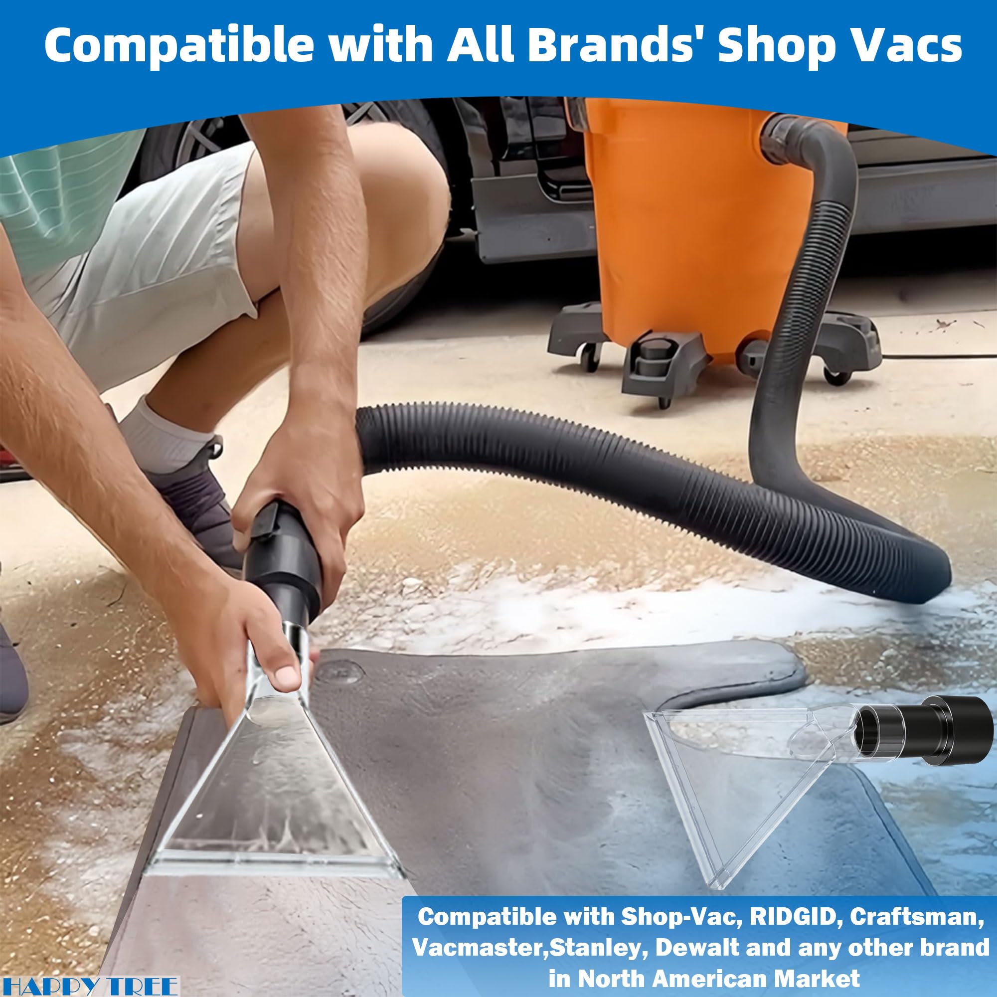 Happy Tree large-nozzle 7-1/2in for faster wide-area cleaning.