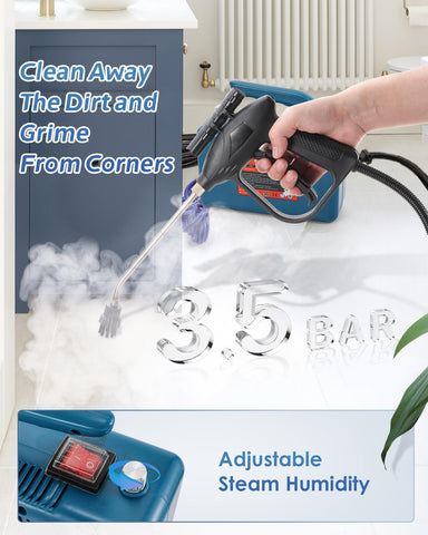 Hapyvergo handheld steamer for car interiors lifts dirt from upholstery