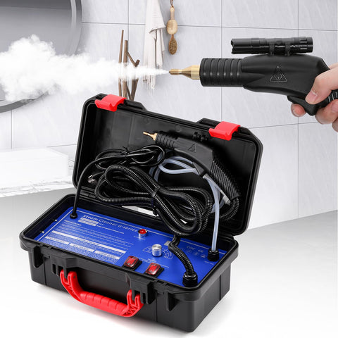 Hapyvergo steam cleaner front view highlighting durable construction for home use.