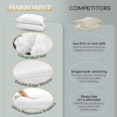 HARBOREST machine-washable pillows for simple cleaning and freshness.
