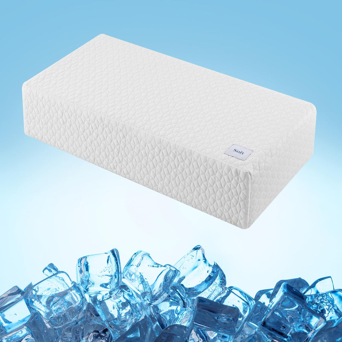 HARBOREST Ice Cube pillow on bed for side sleepers with cooling fabric.