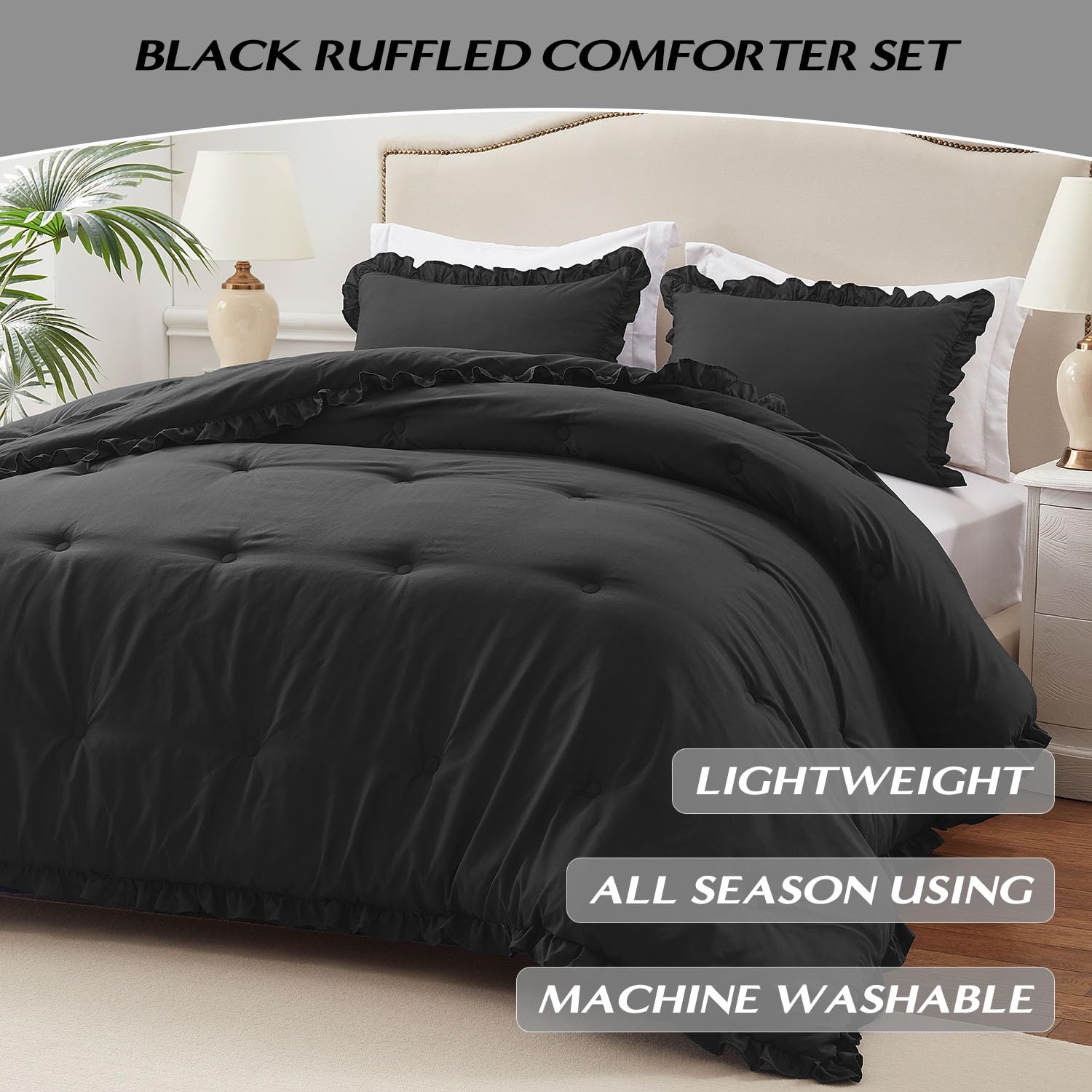 HARBOREST queen comforter stitch detail showcases durable point stitching.