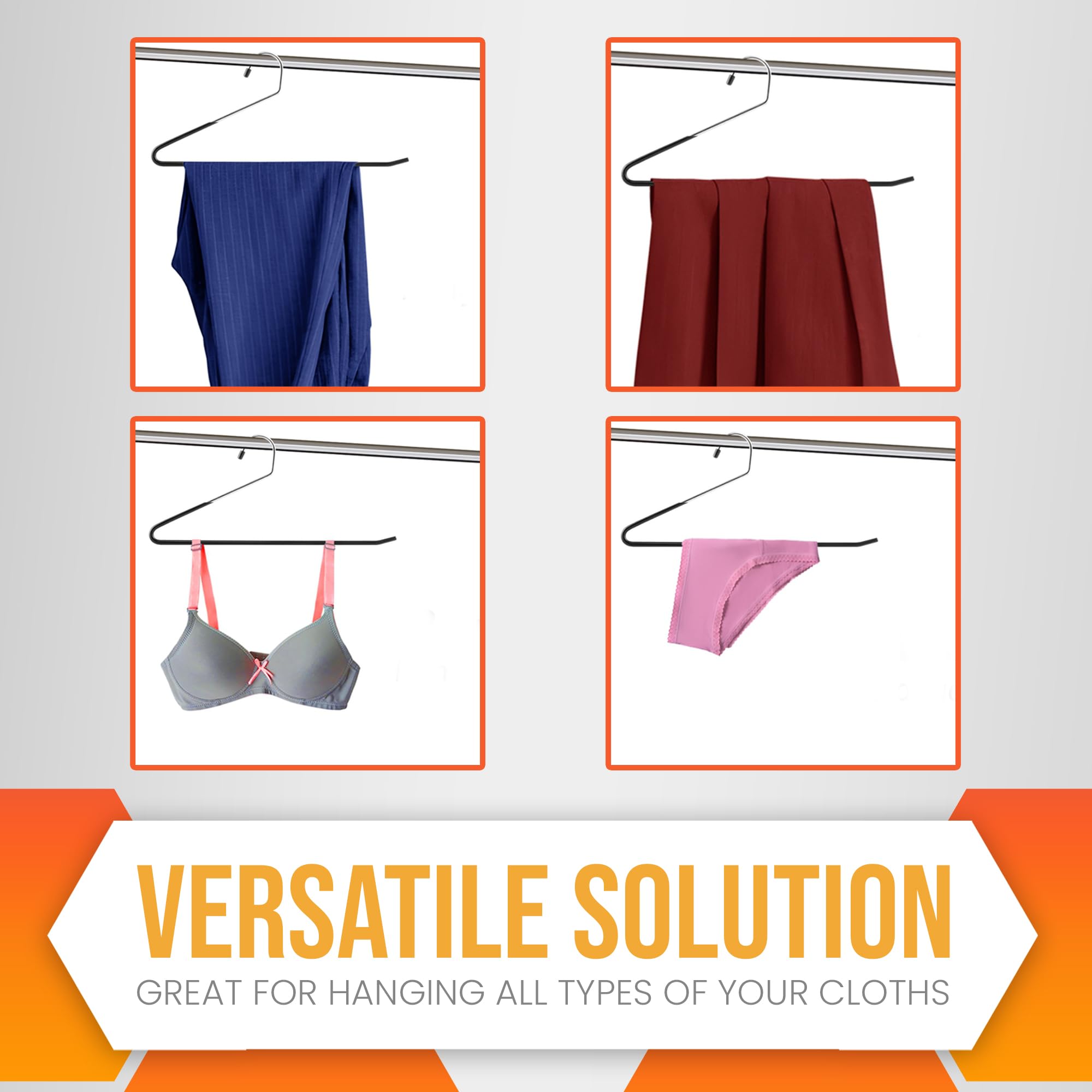 HARDW Slim profile hangers save closet space and minimize wrinkling