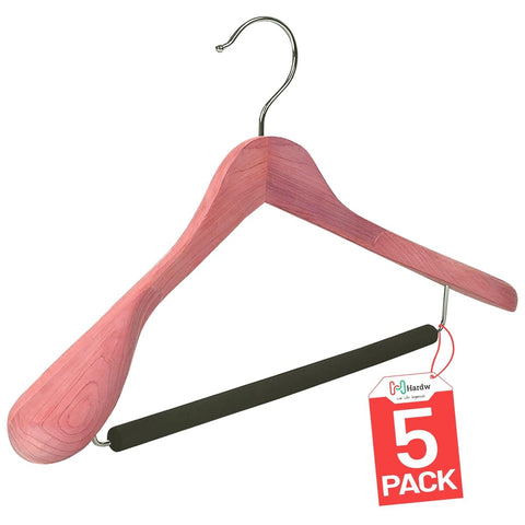 HARDW cedar hangers in a tidy closet scene promoting order