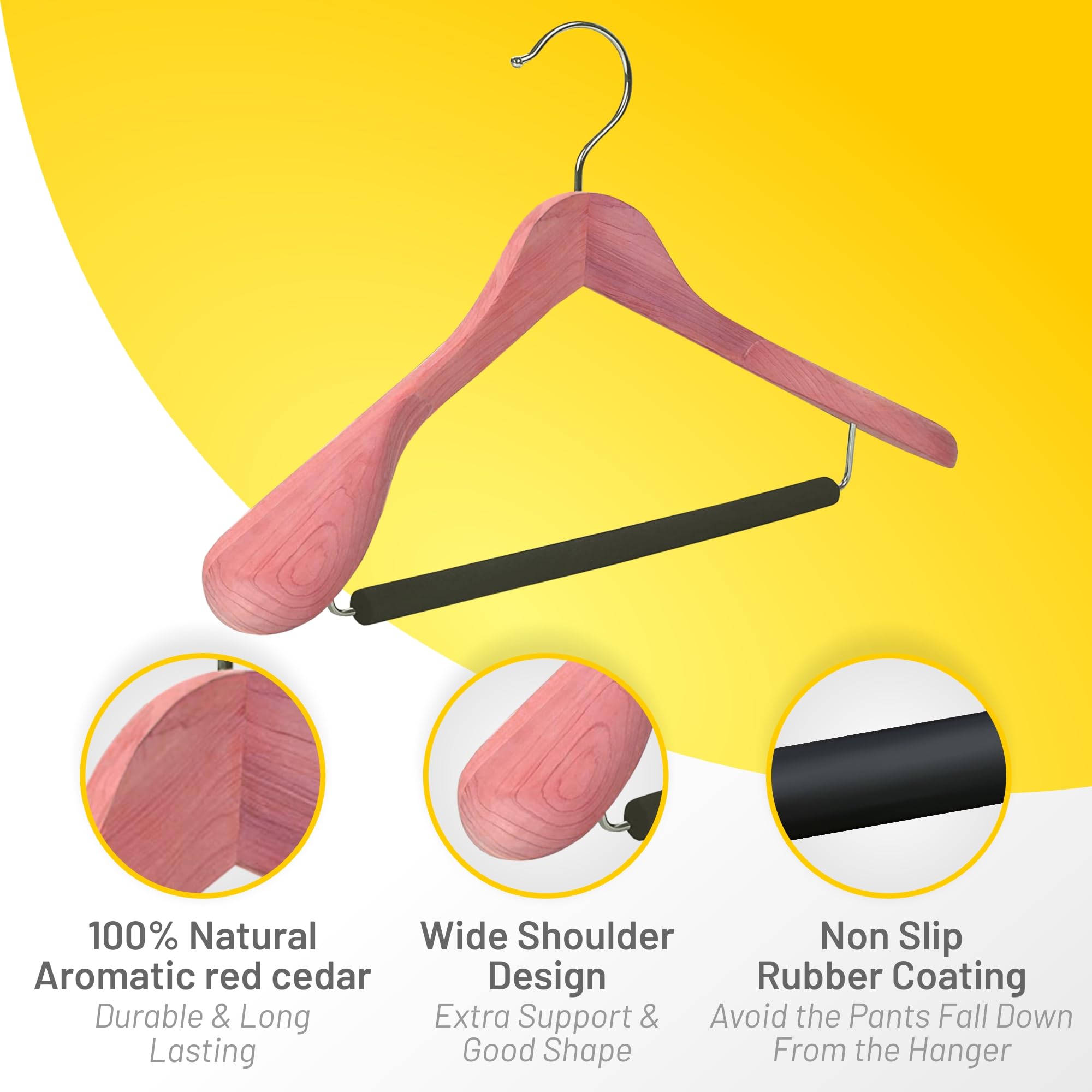HARDW Cedar hangers pant bar keeps trousers securely in place