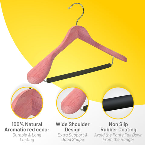 HARDW Cedar hangers pant bar keeps trousers securely in place