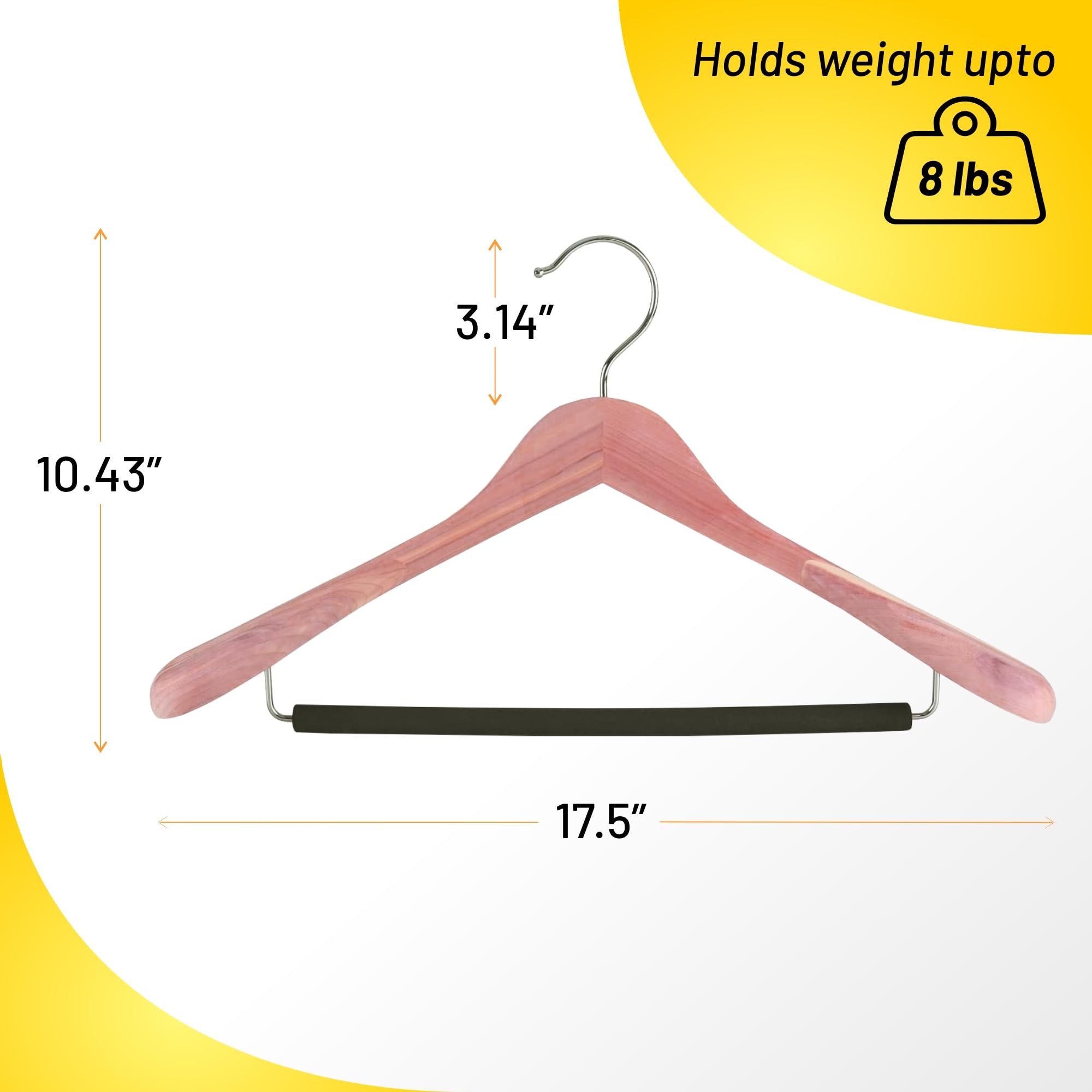 HARDW hangers displaying suits and dresses on wide shoulders