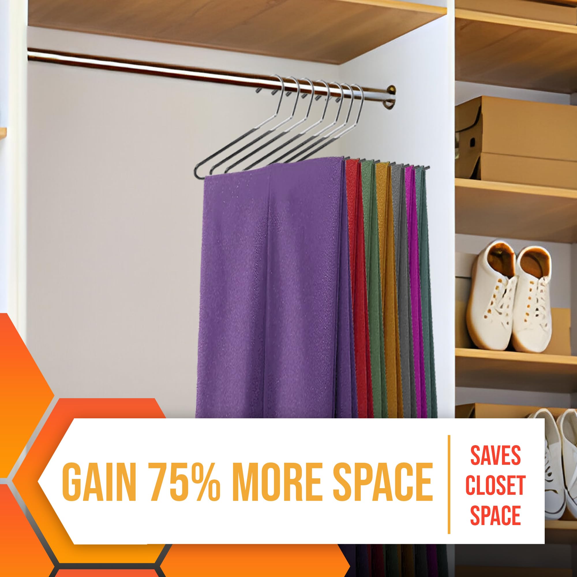 HARDW Durable metal hangers support heavy jeans and coats