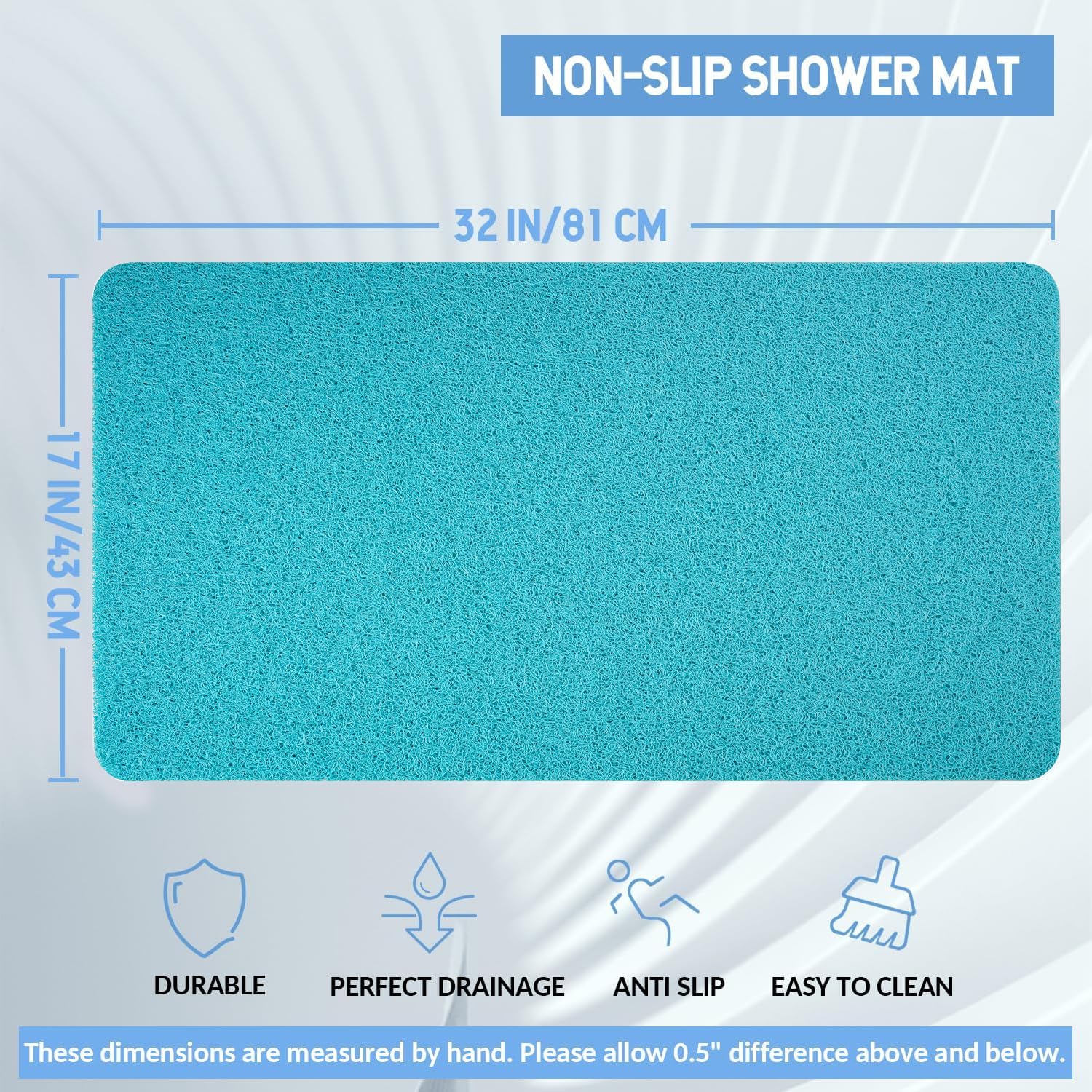 Hargiis anti-slip shower mat with textured surface offers gentle foot massage.