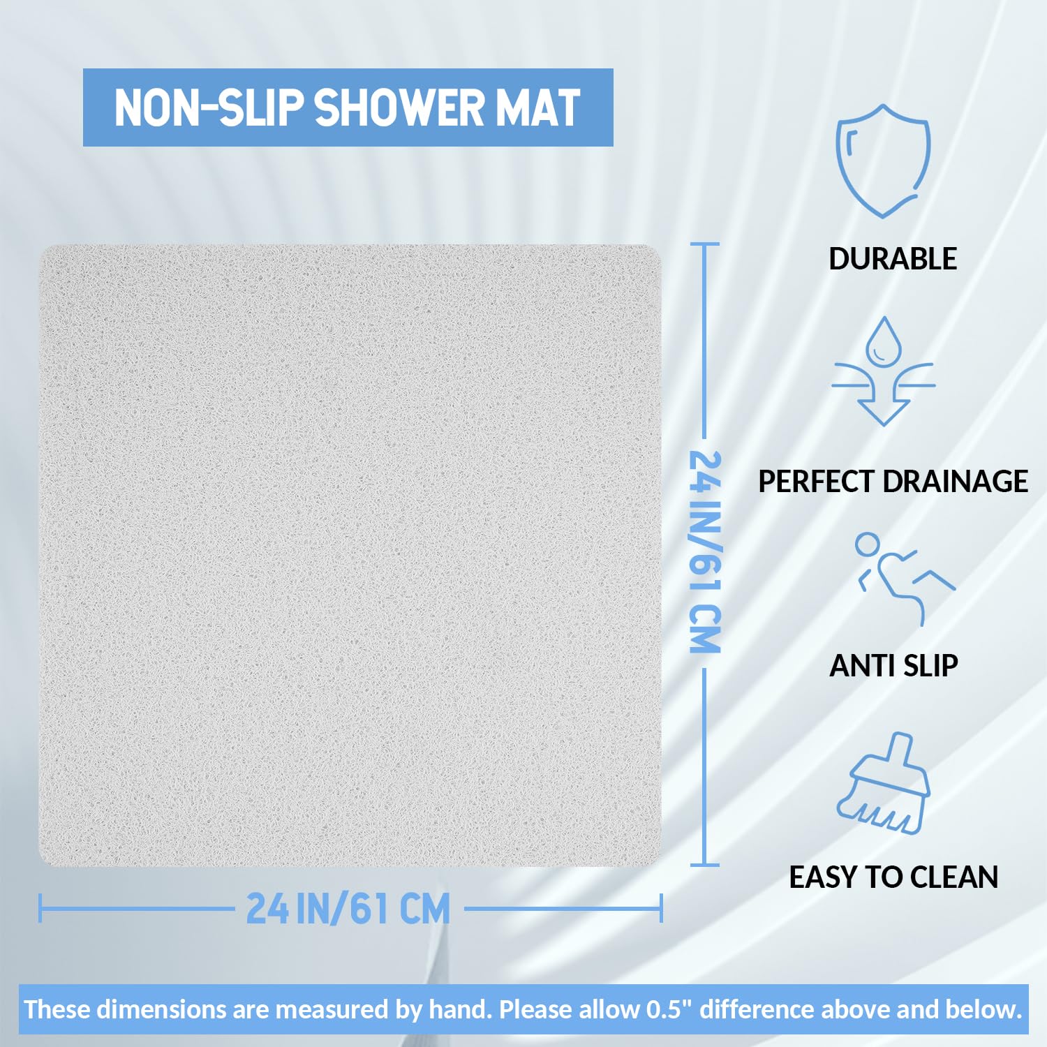 Hargiis anti-slip shower mat with textured surface for gentle foot massage.