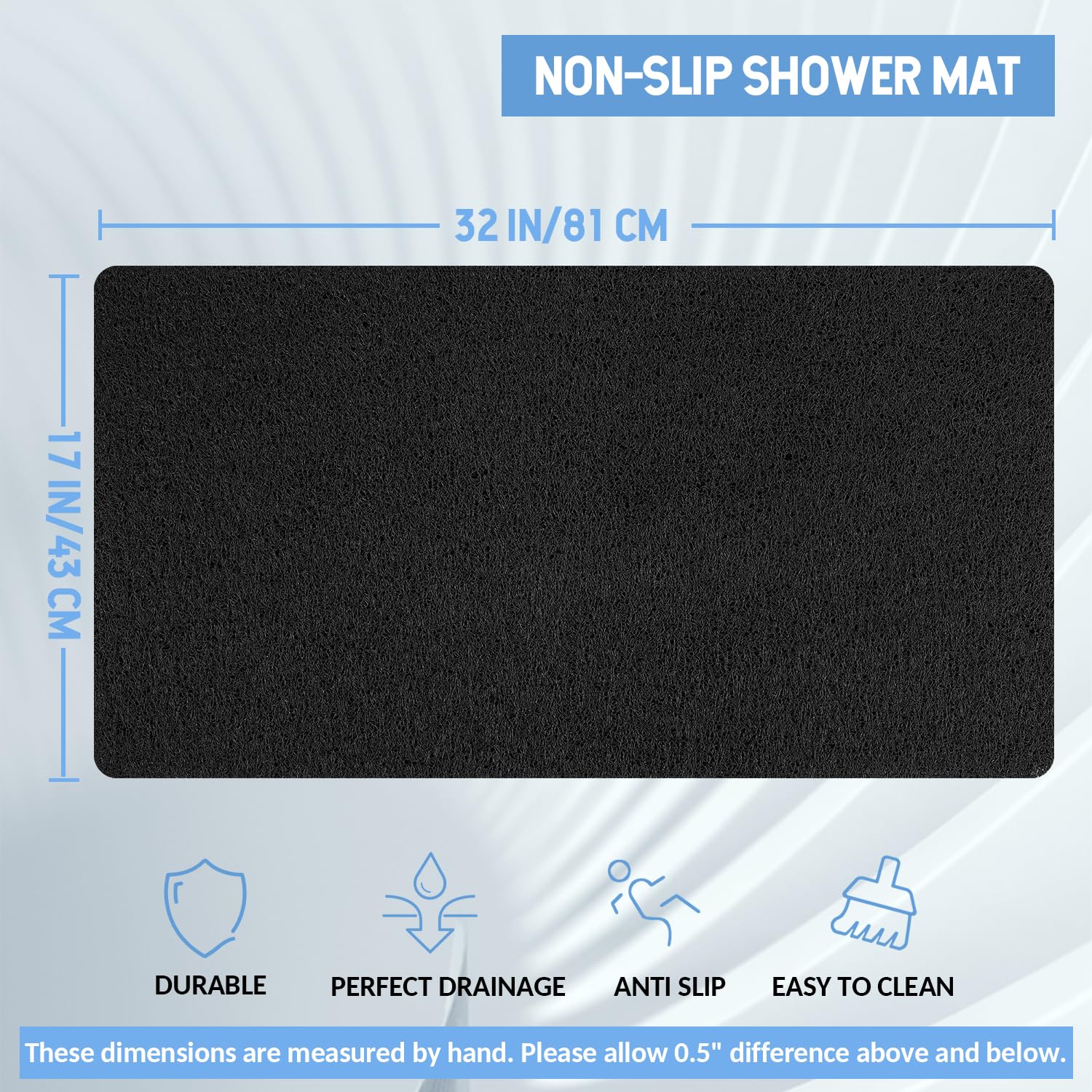 Hargiis bath mat showing checkered backing for stability
