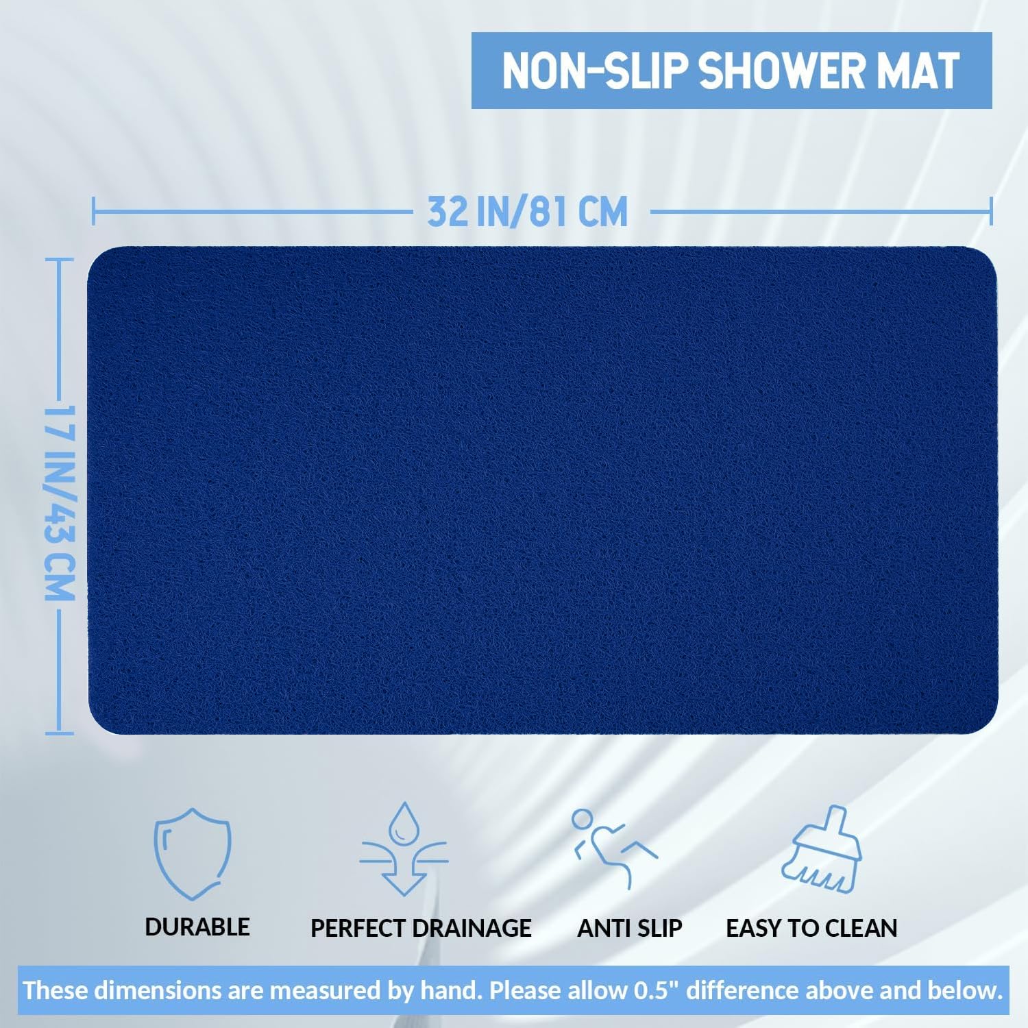Hargiis bath mat showing quick drain holes for fast drying