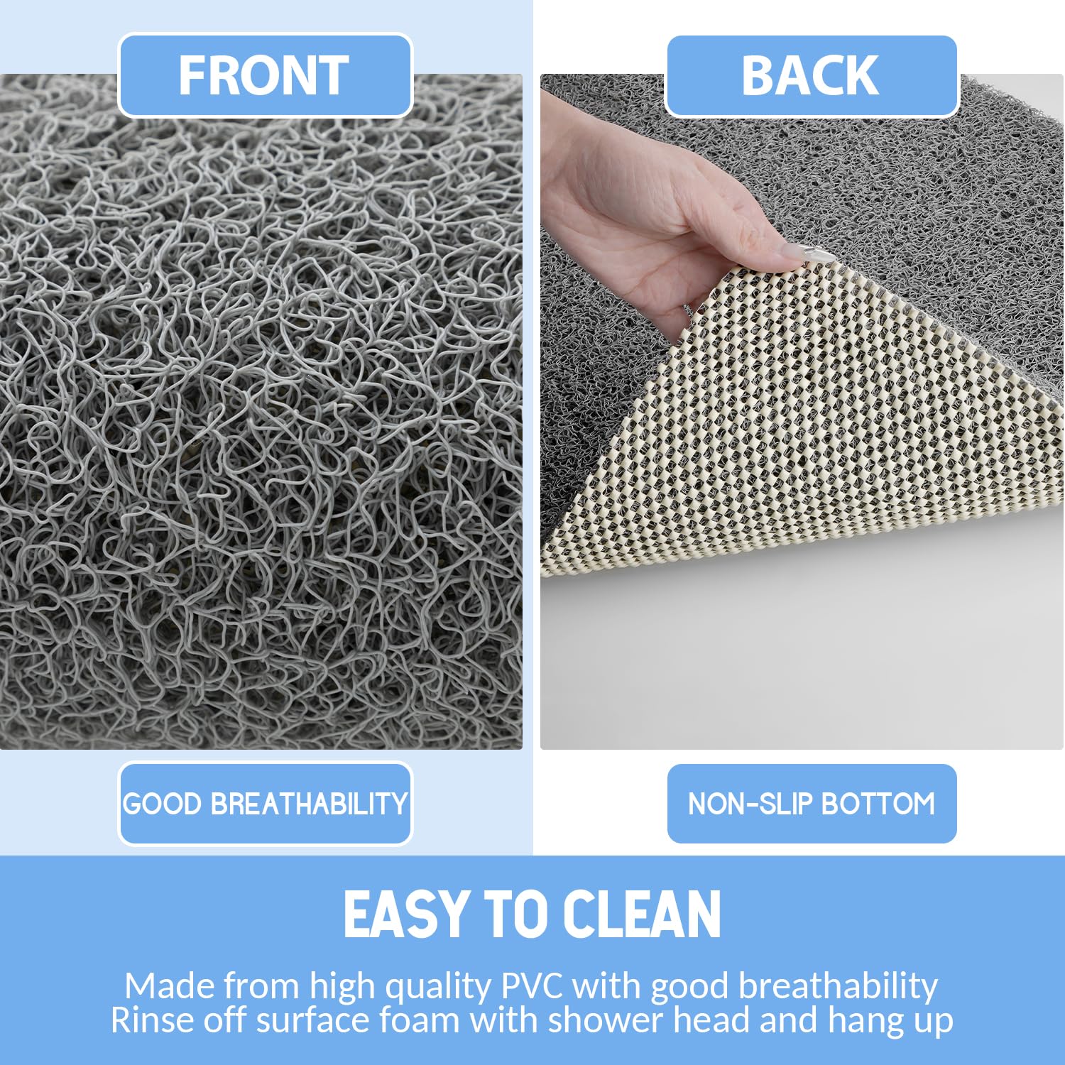 Hargiis foot scrubber mat with loofah-style surface for foot massage.
