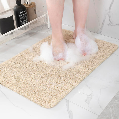 Hargiis non-slip bath mat beige with textured surface for safety in the bathroom