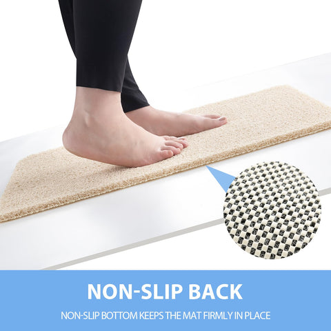 Hargiis non-slip bathtub mat beige drain holes enable quick water drainage.