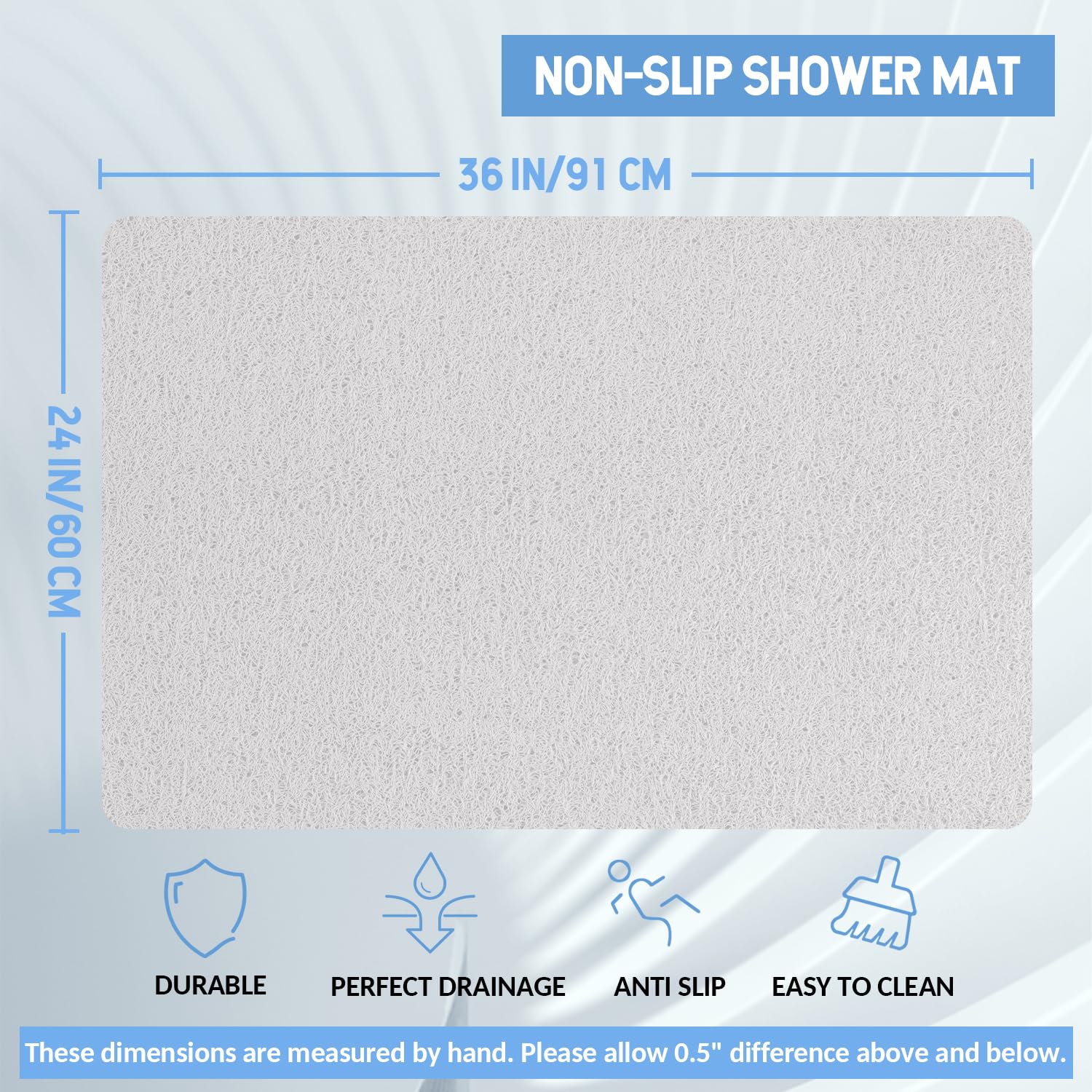 Hargiis non-slip bathtub mat drain holes close-up illustrates quick drainage