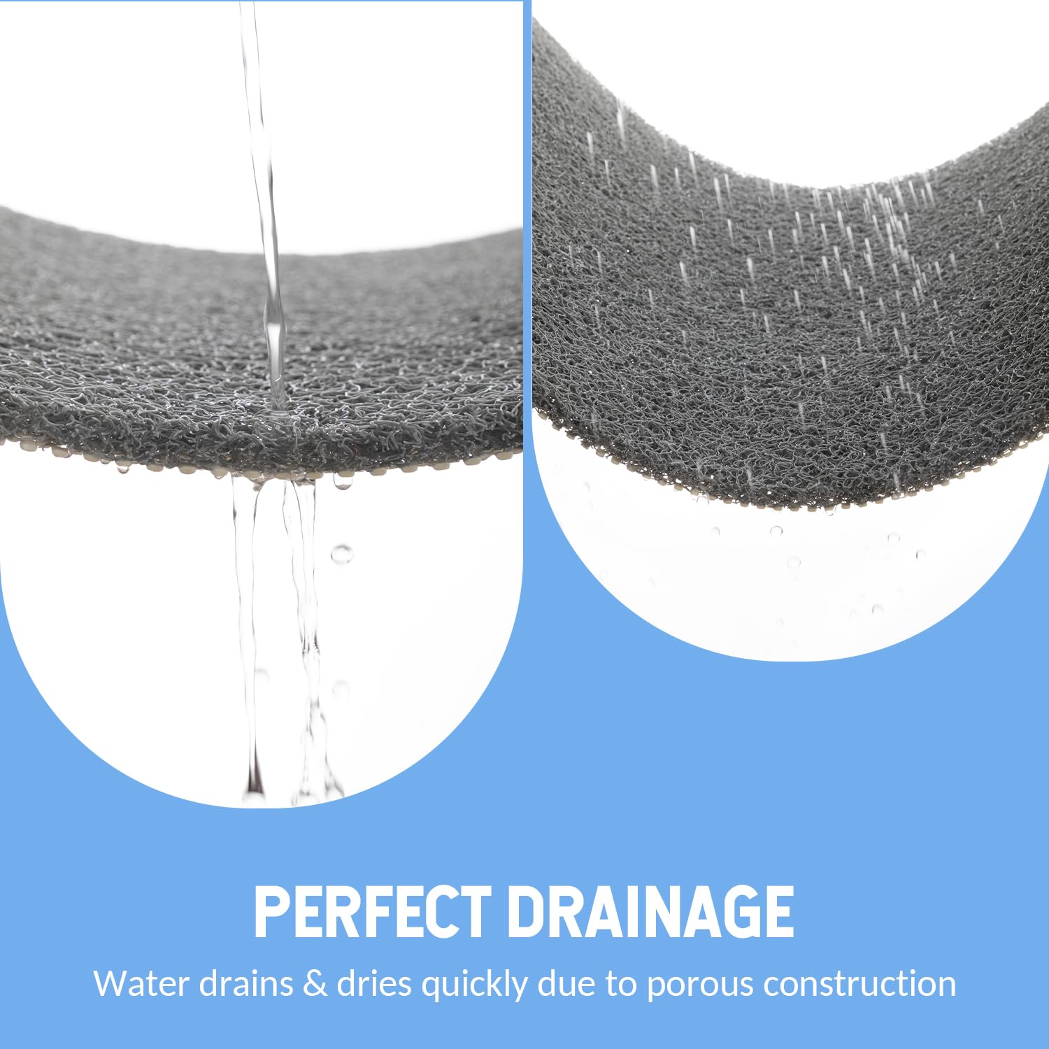 Hargiis grey non-slip bathtub mat in use for safe, quick-drying floors