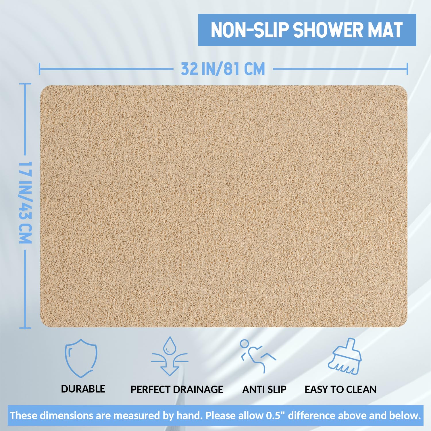 Hargiis quick-dry mat shows drain holes for fast moisture removal