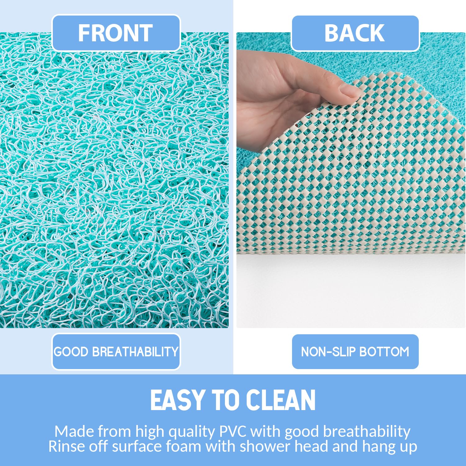 Hargiis quick-dry bath mat drains quickly to prevent pooling.
