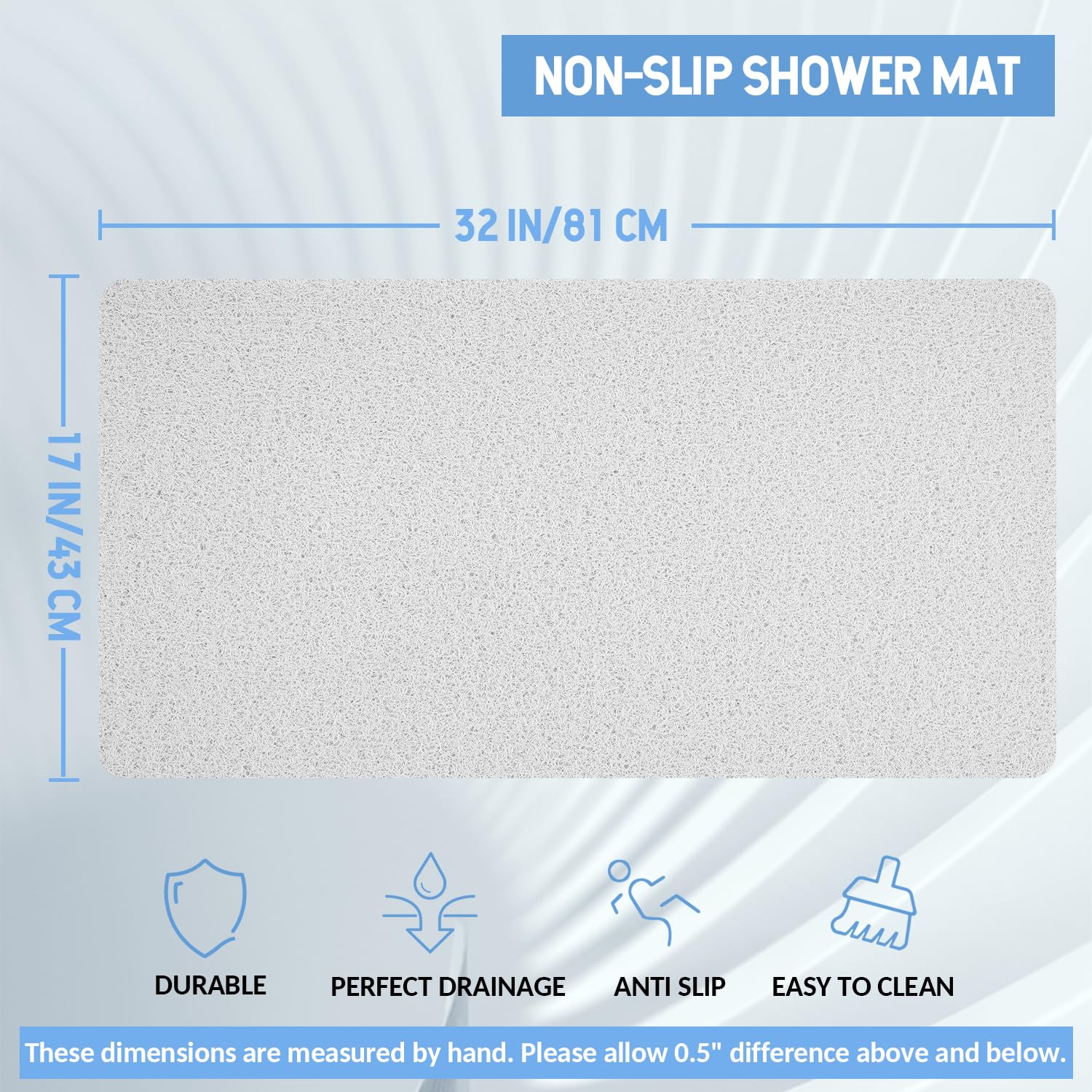 Hargiis bathtub mat with drain holes promotes fast drying.