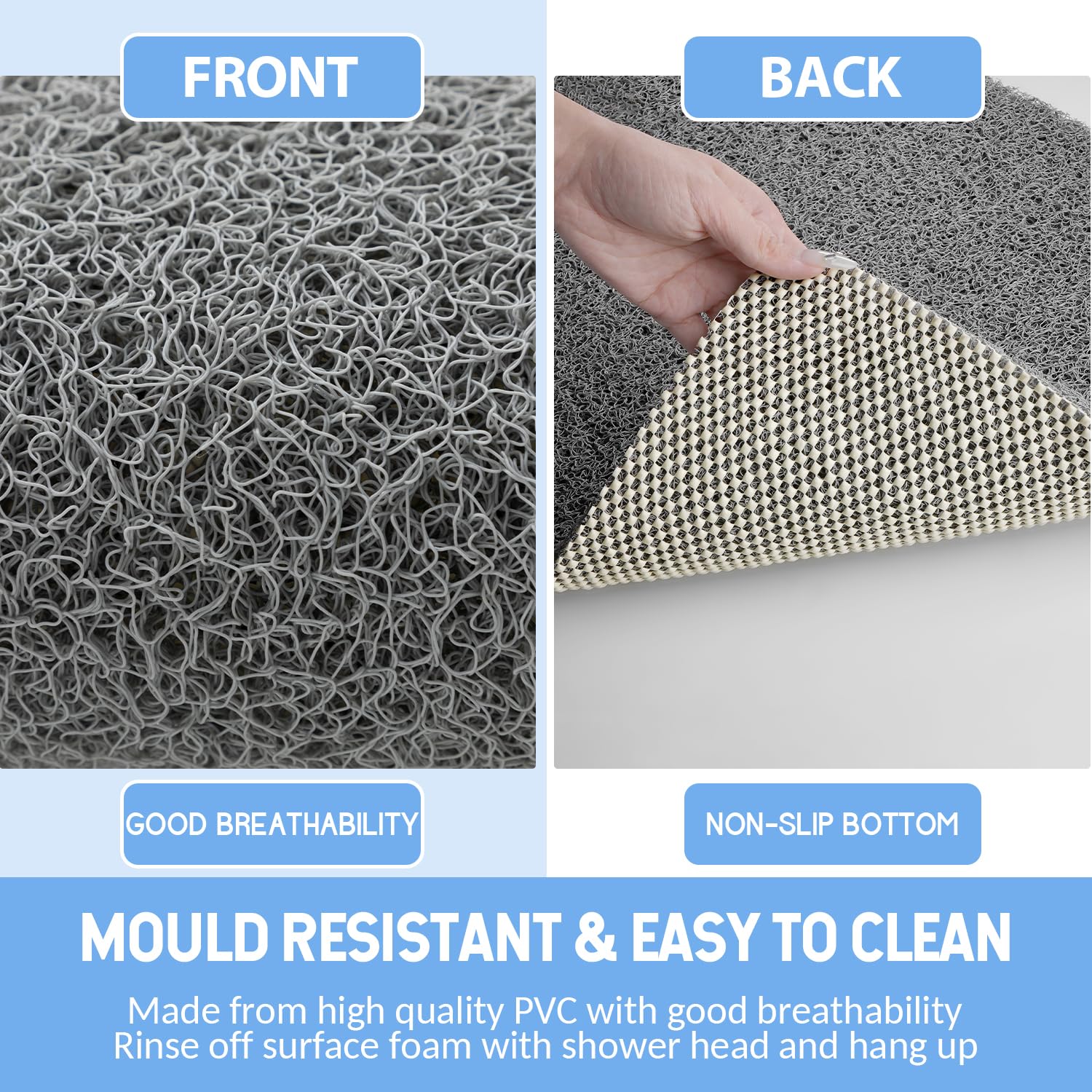 Hargiis quick-dry bathtub mat demonstrates fast drying after use.
