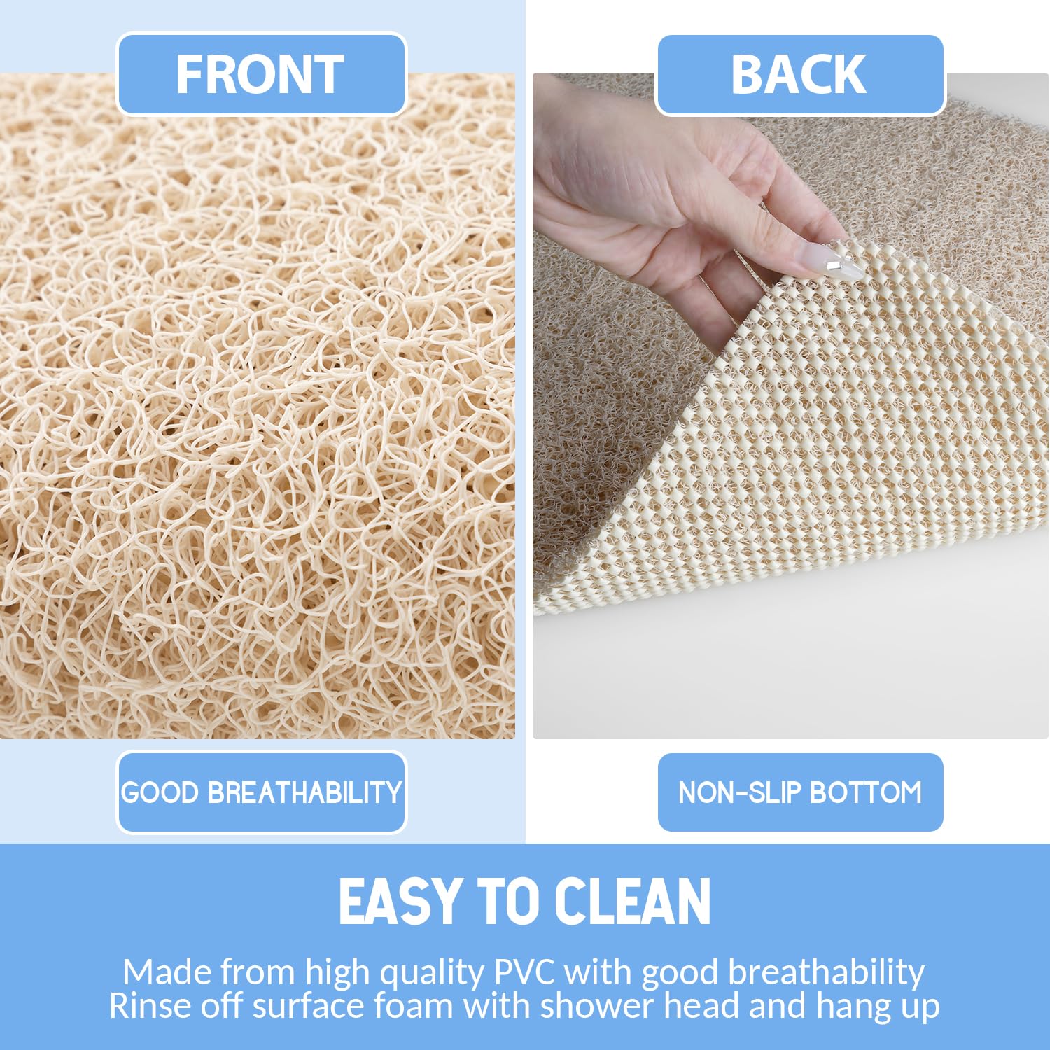 Mat being rinsed and hung to dry after use
