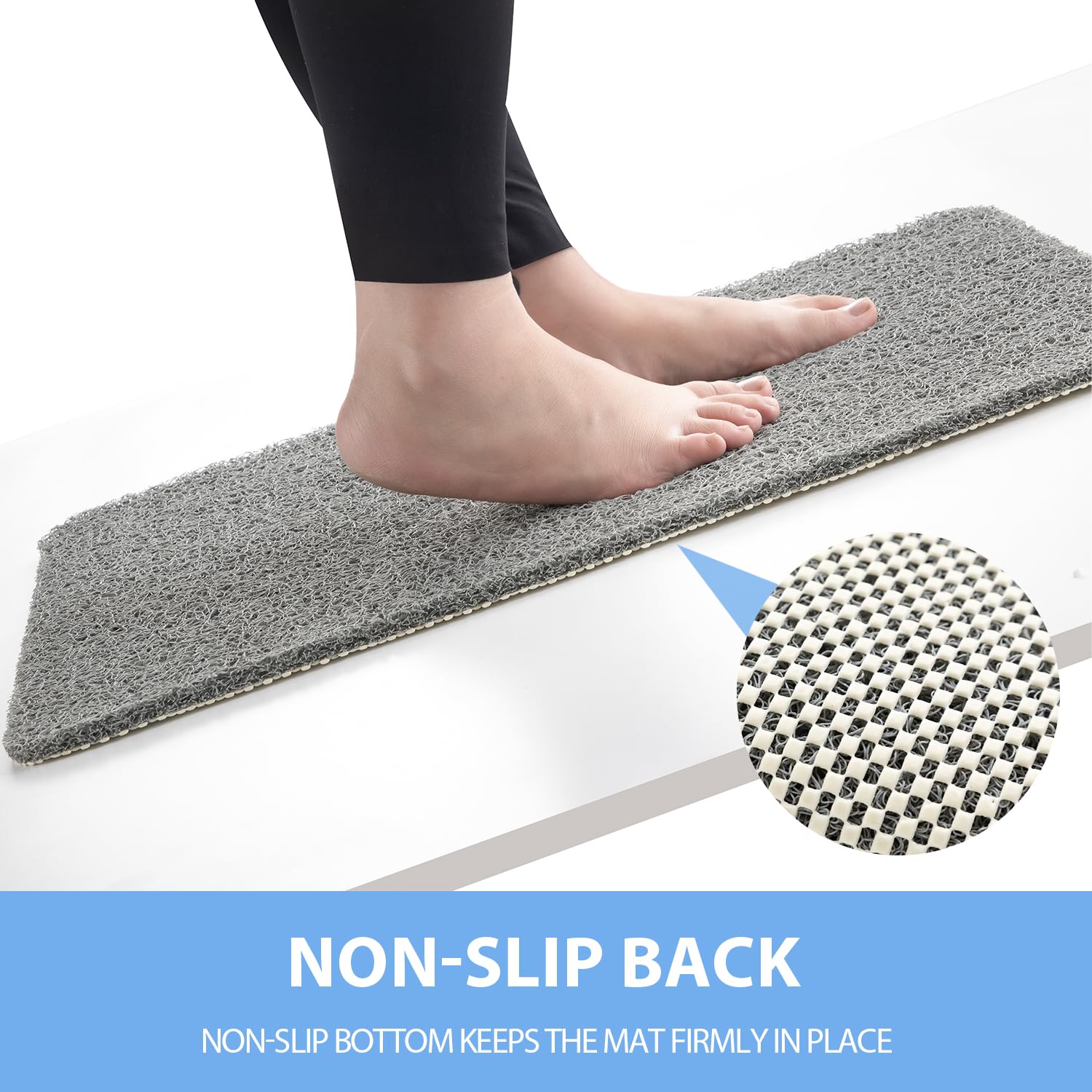 Hargiis quick-drying bath tub mats drain efficiently for a dry bathroom.
