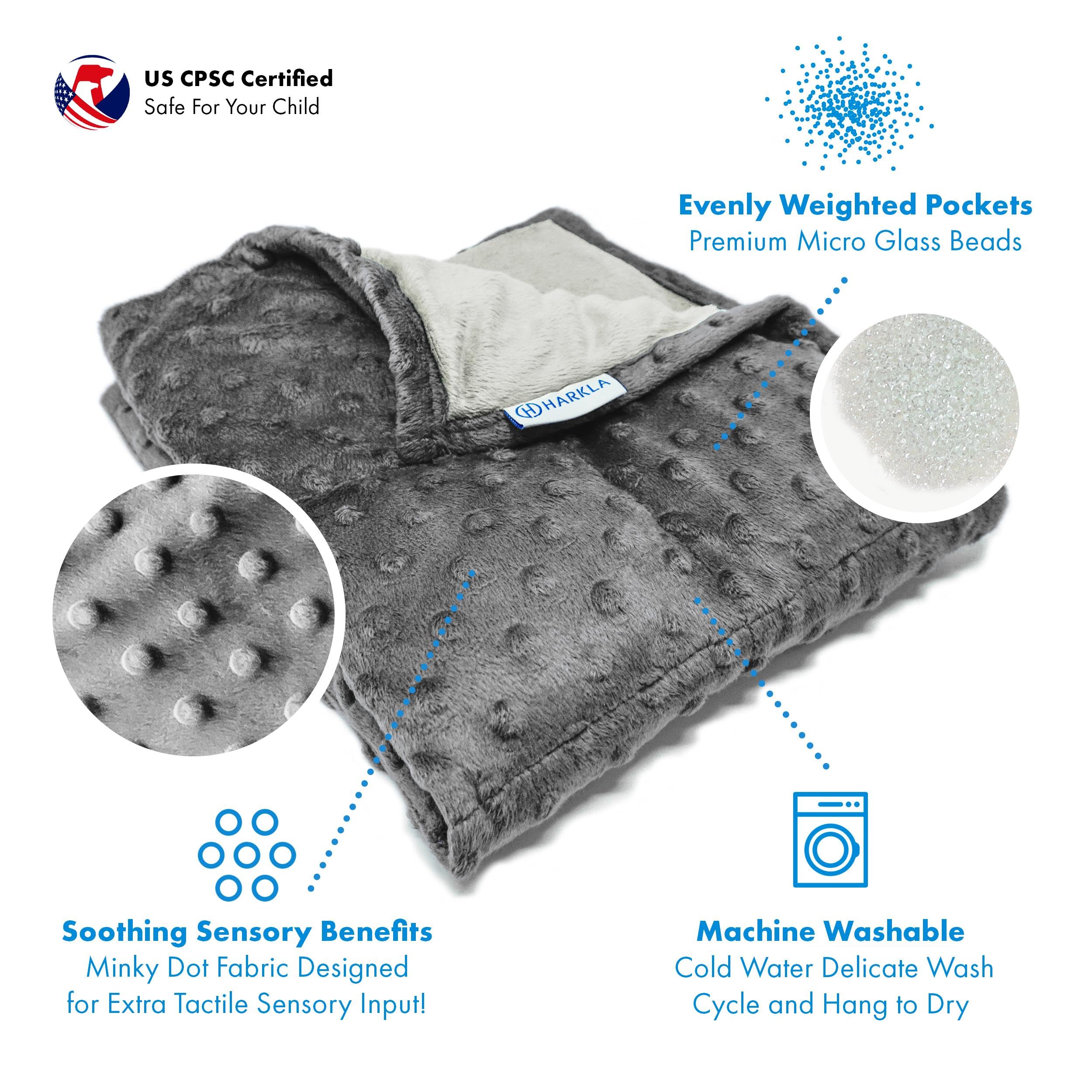 Harkla weighted lap pad on desk shows portable sensory support at home.