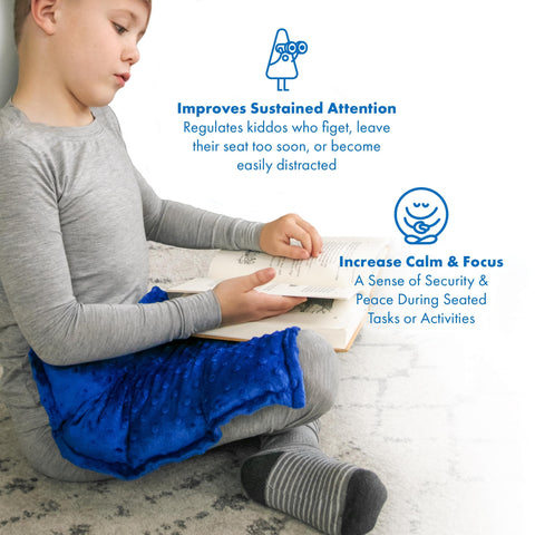 Harkla Lap Pad with 5 lb weight enables calming input during transitions.