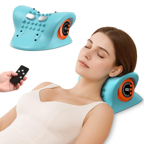 HarrFlow neck massager with wireless remote control for customizable relief at home or desk