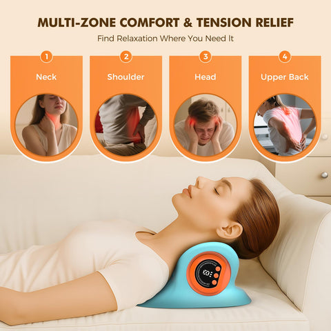 HarrFlow traction mode gently stretches neck to support natural alignment