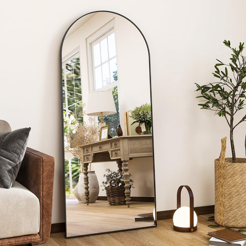HARRITPURE arch full-length mirror with arched top enhances bedroom decor