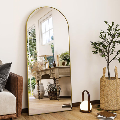 HARRITPURE arch full-length mirror with gold frame enhances light and space