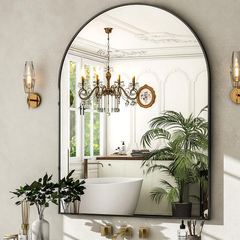 Harritpure arched wall mirror 30x40 in black frame enhances doorway aesthetics and light