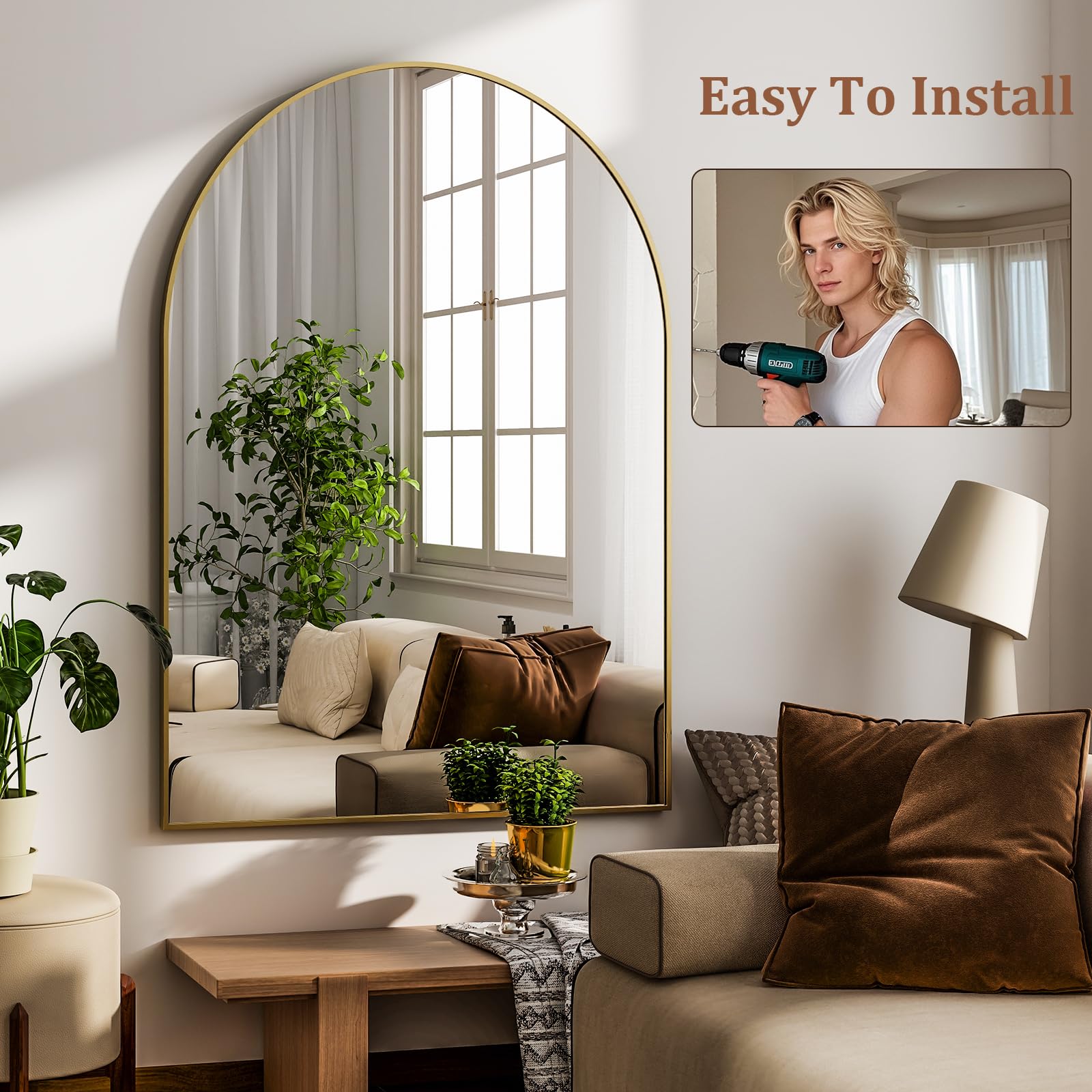 HARRITPURE vanity mirror includes hardware for quick setup.