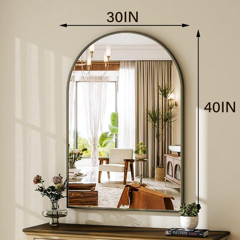 Harritpure mirror above dresser for a brighter bedroom look