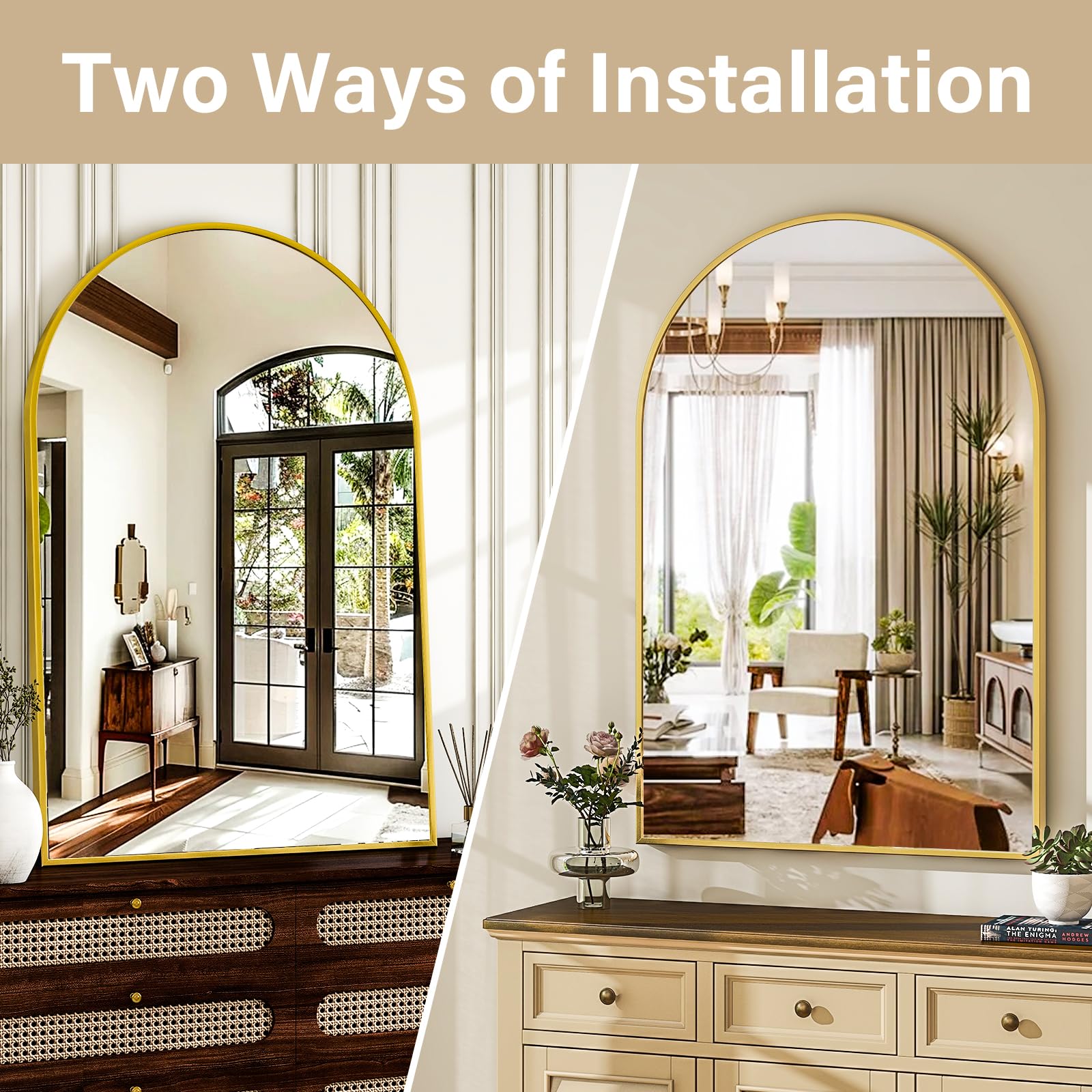 HARRITPURE easy-hang wall-mirror enables versatile orientation.