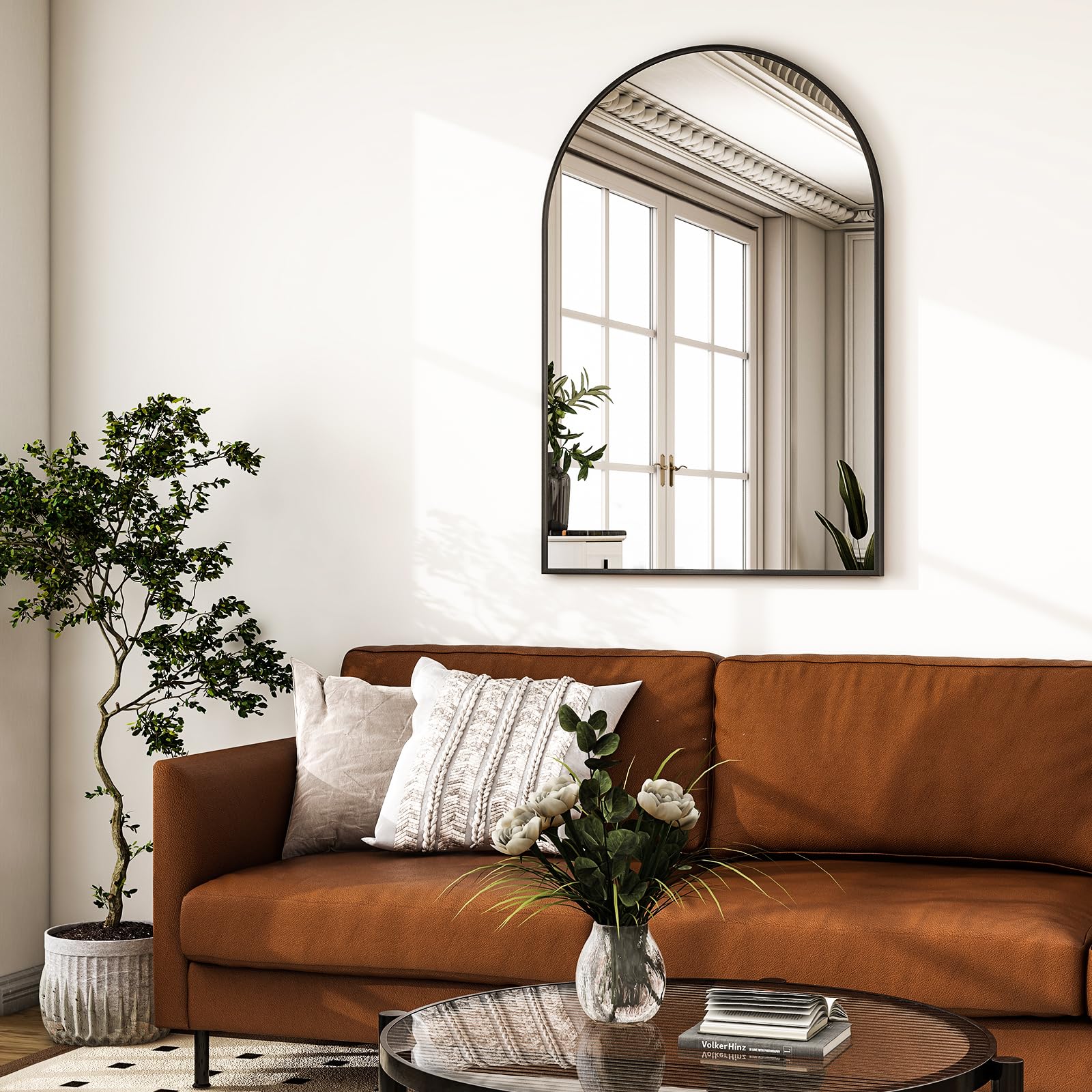Harritpure arched mirror in entryway brightening corridor decor