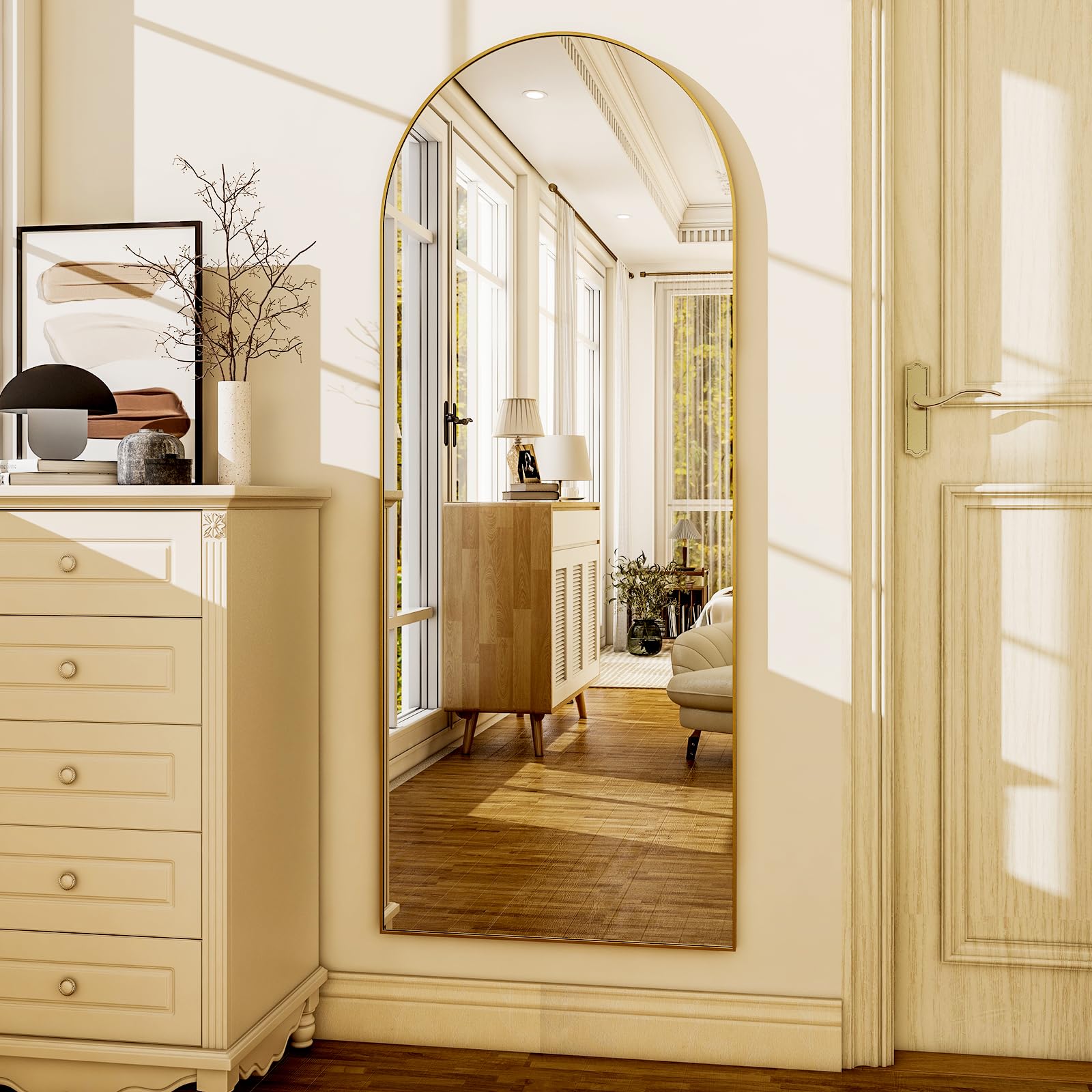 HARRITPURE free-standing arch mirror offers versatile placement for entryways