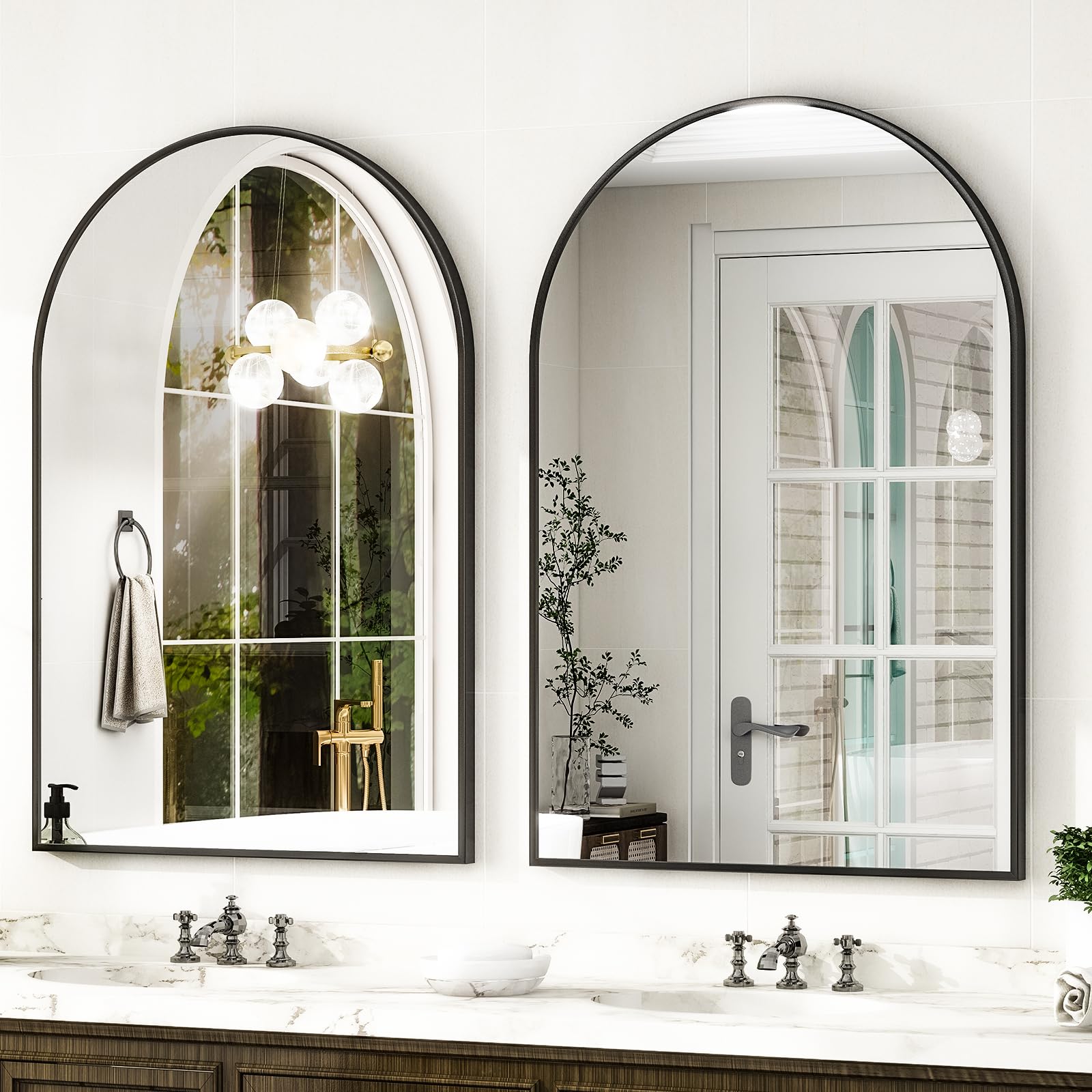 Close-up of Harritpure matte black frame for modern bathroom refresh