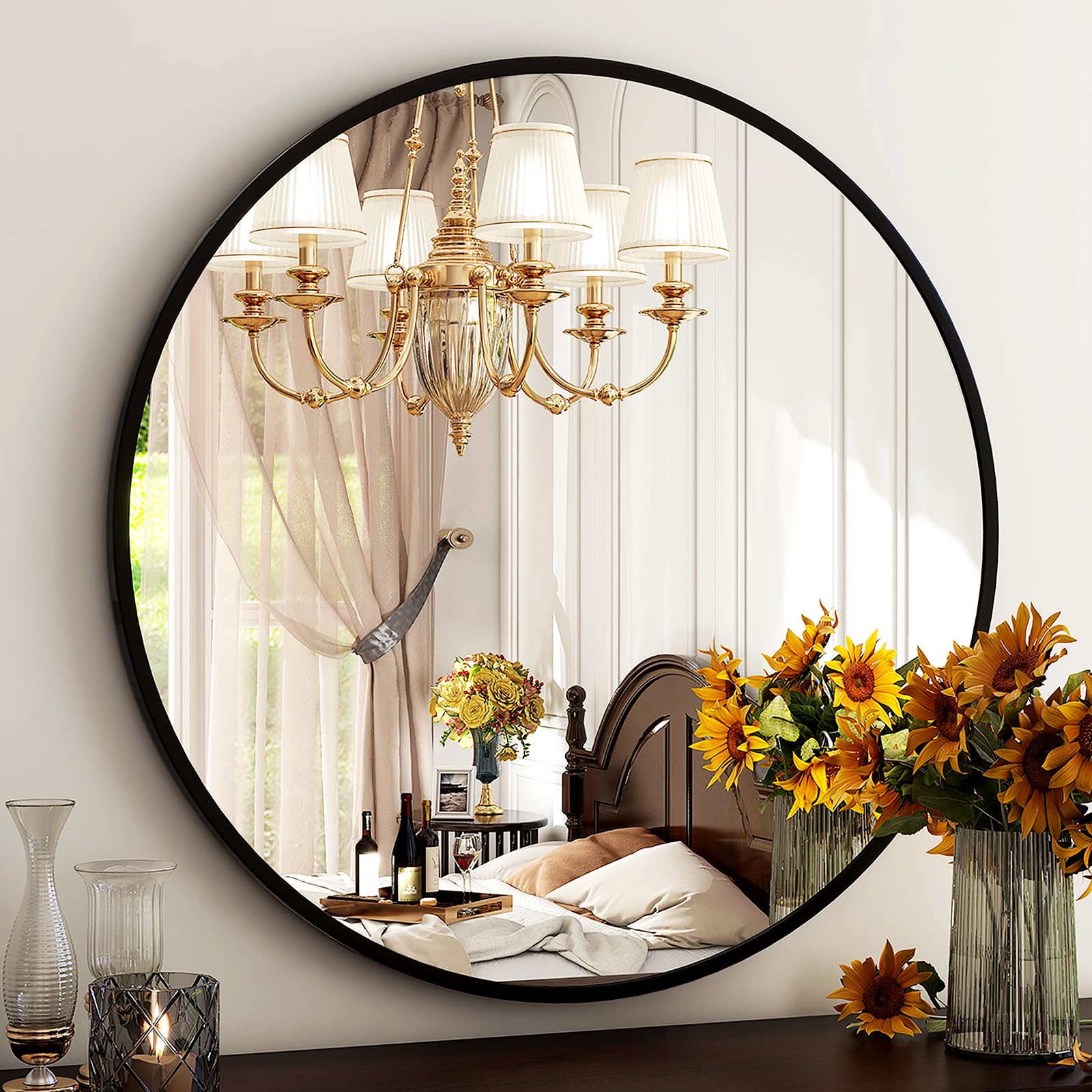HARRITPURE circle mirror brightening living room ambiance